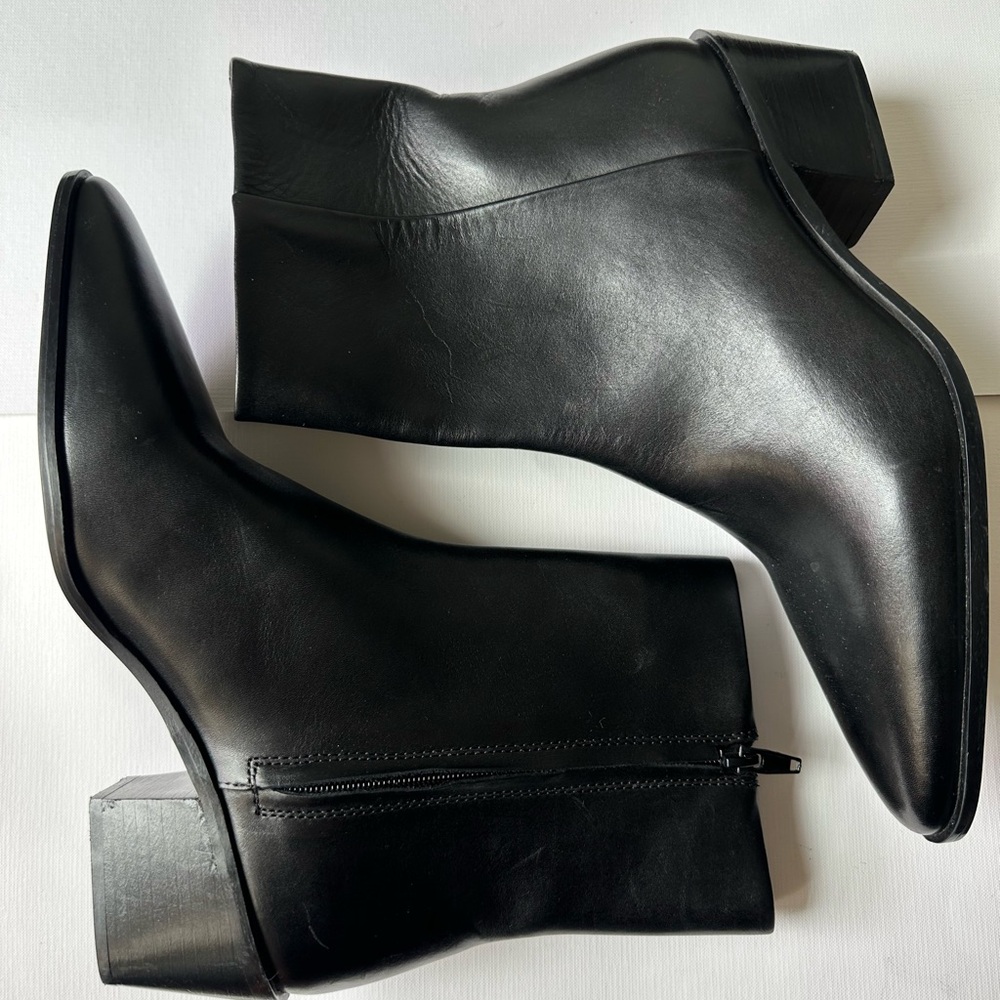 Zara Black Heeled Leather Boots